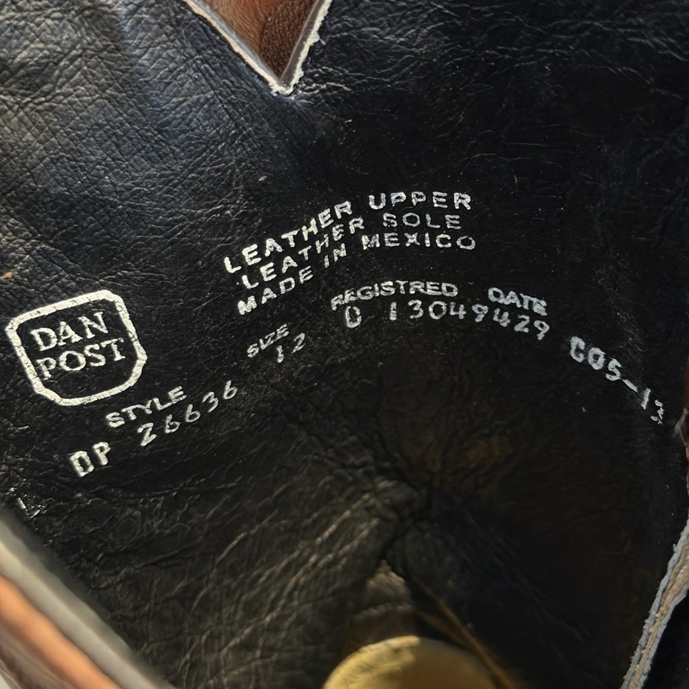 Dan Post Mens DP26636 Ostrich Leg Cowboy Western Boots Size 12 - Picture 9 of 9